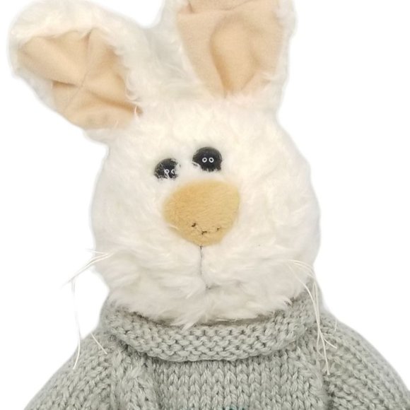Vtg 96 Gibson Greetings Rabbit Bunny Plush Hand Knit Sweater Carrot Stuffed - Picture 9 of 10